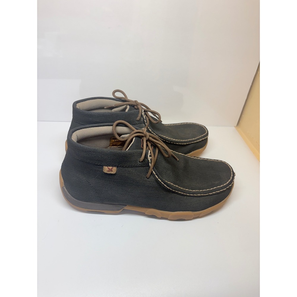 Twisted X Mens 10.5M Dark Grey Leather Moc Soft Toe Driving Chukka Boots 10.5M